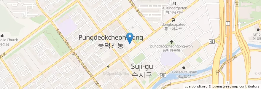 Mapa de ubicacion de 세브란스동물병원 en 大韓民国, 京畿道, 竜仁市, 水枝区.