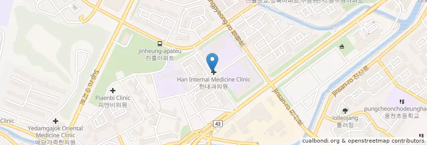 Mapa de ubicacion de 한마음종합동물병원 en 대한민국, 경기도, 용인시, 수지구.