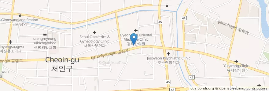 Mapa de ubicacion de 연세치과 en 大韓民国, 京畿道, 竜仁市, 処仁区.