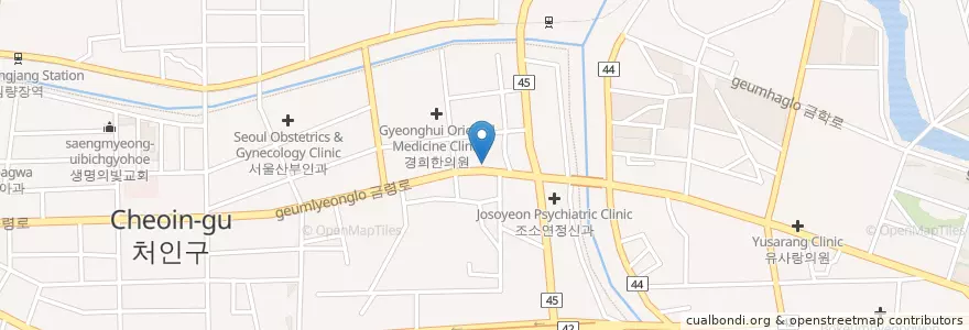 Mapa de ubicacion de 연세수치과 en Республика Корея, Кёнгидо, 용인시, 처인구.