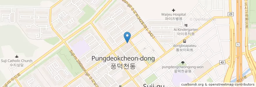 Mapa de ubicacion de 서인석치과의원 en 대한민국, 경기도, 용인시, 수지구.