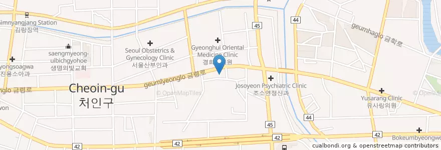 Mapa de ubicacion de 아름다운치과 en 大韓民国, 京畿道, 竜仁市, 処仁区.