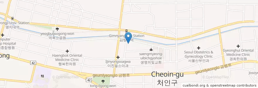 Mapa de ubicacion de 강치과의원 en 大韓民国, 京畿道, 竜仁市, 処仁区.