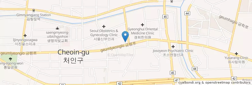 Mapa de ubicacion de 사랑치과의원 en Corea Del Sud, Gyeonggi, 용인시, 처인구.