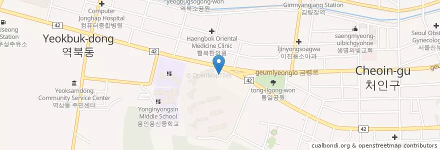 Mapa de ubicacion de 수치과의원 en Республика Корея, Кёнгидо, 용인시, 처인구.