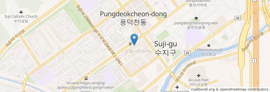 Mapa de ubicacion de 모아치과 en 대한민국, 경기도, 용인시, 수지구.