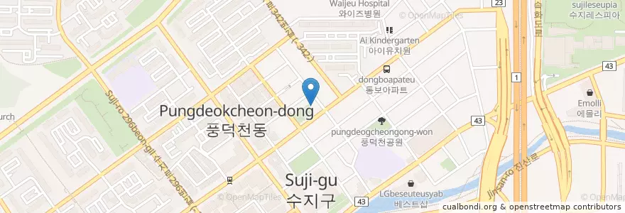 Mapa de ubicacion de 상아치과의원 en کره جنوبی, گیونگی-دو, 용인시, 수지구.