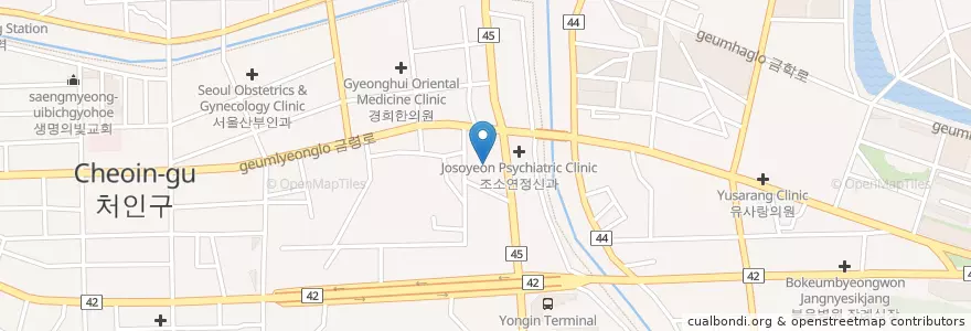 Mapa de ubicacion de 오복치과의원 en Республика Корея, Кёнгидо, 용인시, 처인구.