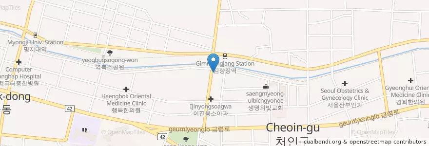 Mapa de ubicacion de 하얀치과 en كوريا الجنوبية, 경기도, 용인시, 처인구.