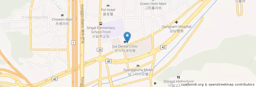Mapa de ubicacion de 조아치과의원 (Joa Dental Clinic) en کره جنوبی, گیونگی-دو, 용인시, 기흥구.