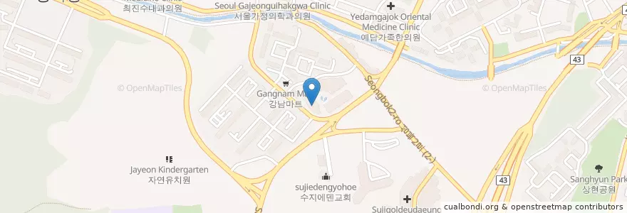 Mapa de ubicacion de 신통재활의학과 en Республика Корея, Кёнгидо, 용인시, 수지구.