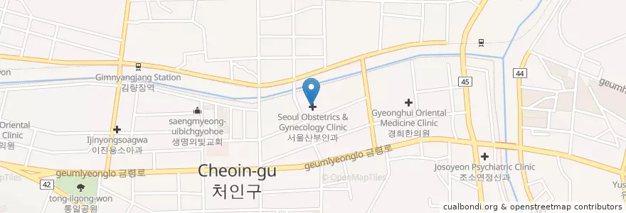 Mapa de ubicacion de 굿모닝치과 en Республика Корея, Кёнгидо, 용인시, 처인구.