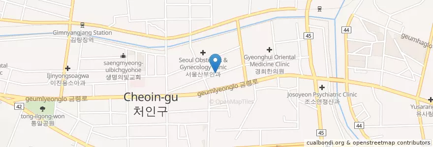 Mapa de ubicacion de 알콜정신상담센타 en كوريا الجنوبية, 경기도, 용인시, 처인구.
