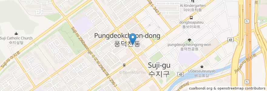 Mapa de ubicacion de 행복한메디컬의원 en كوريا الجنوبية, 경기도, 용인시, 수지구.