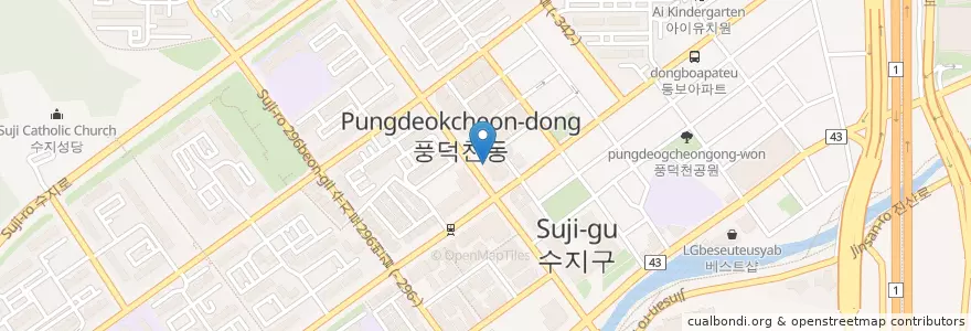 Mapa de ubicacion de 수지메디코아의원 en کره جنوبی, گیونگی-دو, 용인시, 수지구.