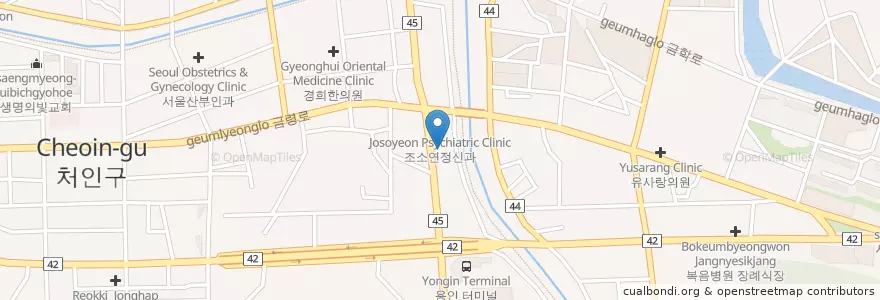 Mapa de ubicacion de 한세환내과의원 en Республика Корея, Кёнгидо, 용인시, 처인구.