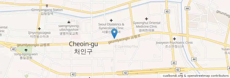 Mapa de ubicacion de 김종우안과의원 en Республика Корея, Кёнгидо, 용인시, 처인구.