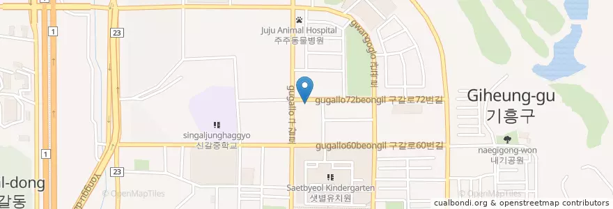 Mapa de ubicacion de 정앤남피부과의원 en 대한민국, 경기도, 용인시, 기흥구.
