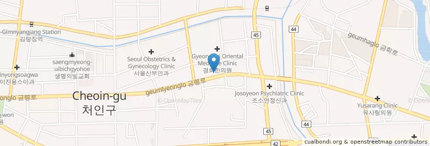 Mapa de ubicacion de 오피부과의원 en Республика Корея, Кёнгидо, 용인시, 처인구.