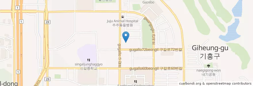 Mapa de ubicacion de 미즈마리산부인과의원 en Corea Del Sur, Gyeonggi, 용인시, 기흥구.