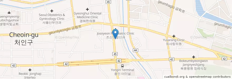 Mapa de ubicacion de 조피부비뇨기과의원 en Coreia Do Sul, Gyeonggi, 용인시, 처인구.