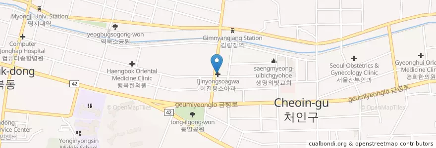 Mapa de ubicacion de 이진용소아과 en Güney Kore, 경기도, 용인시, 처인구.