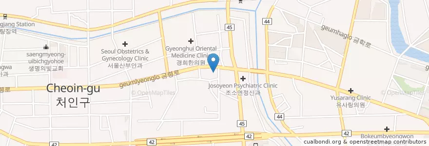 Mapa de ubicacion de 배명철신경과의원 en 대한민국, 경기도, 용인시, 처인구.