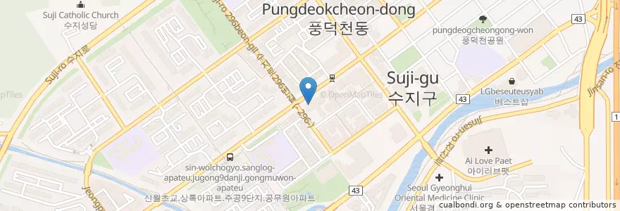 Mapa de ubicacion de 수지정형외과 en كوريا الجنوبية, 경기도, 용인시, 수지구.