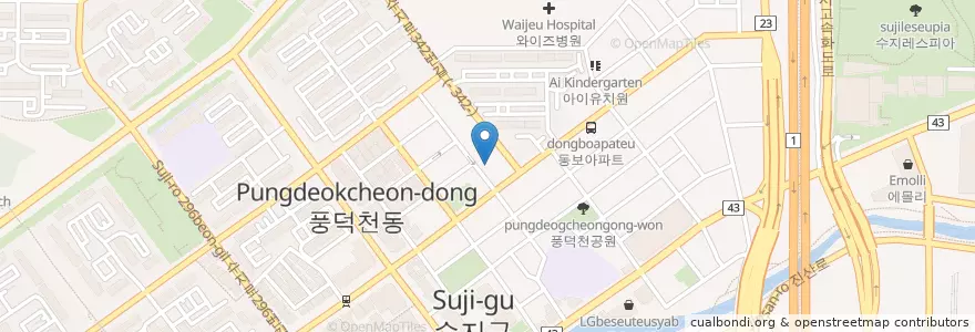 Mapa de ubicacion de 용한외과 en کره جنوبی, گیونگی-دو, 용인시, 수지구.