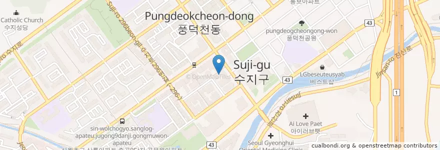 Mapa de ubicacion de 이안소아과의원 en کره جنوبی, گیونگی-دو, 용인시, 수지구.