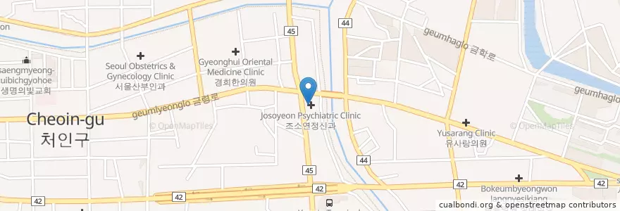 Mapa de ubicacion de 용인방사선과의원 en Республика Корея, Кёнгидо, 용인시, 처인구.