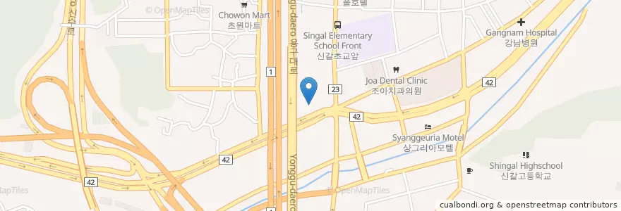 Mapa de ubicacion de 조정형외과의원 en کره جنوبی, گیونگی-دو, 용인시, 기흥구.