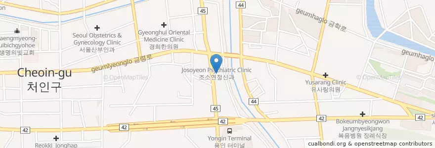 Mapa de ubicacion de 남정우한의원 en 대한민국, 경기도, 용인시, 처인구.