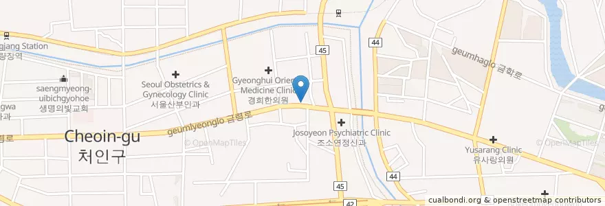 Mapa de ubicacion de 중화당한의원 en 大韓民国, 京畿道, 竜仁市, 処仁区.
