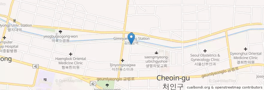 Mapa de ubicacion de 새생명한의원 en Республика Корея, Кёнгидо, 용인시, 처인구.