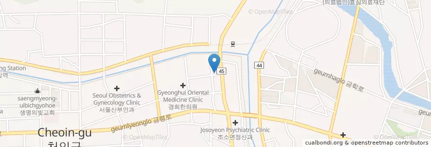 Mapa de ubicacion de 한중한의원 en 대한민국, 경기도, 용인시, 처인구.