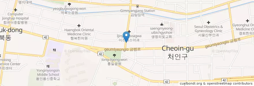 Mapa de ubicacion de 부부한의원 en Güney Kore, 경기도, 용인시, 처인구.