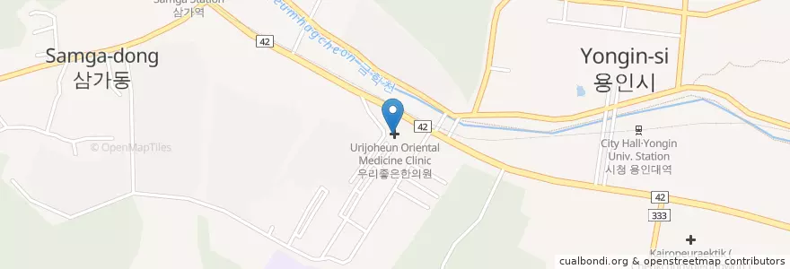 Mapa de ubicacion de 우리좋은한의원 en Korea Selatan, Gyeonggi, 용인시, 처인구.
