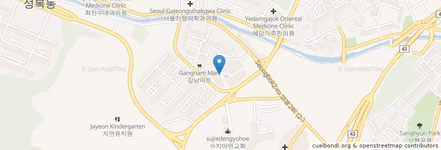 Mapa de ubicacion de 김현한의원 en کره جنوبی, گیونگی-دو, 용인시, 수지구.