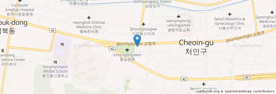 Mapa de ubicacion de 동제한의원 en 대한민국, 경기도, 용인시, 처인구.