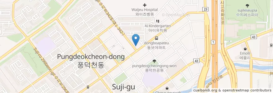 Mapa de ubicacion de 벧엘의원 en 대한민국, 경기도, 용인시, 수지구.