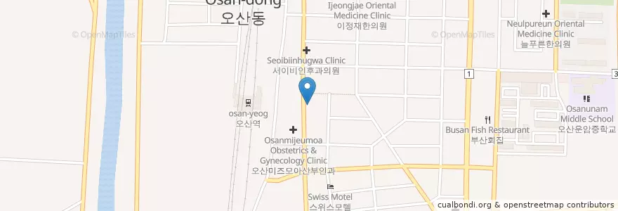 Mapa de ubicacion de 청예미 치과 en 대한민국, 경기도, 오산시.