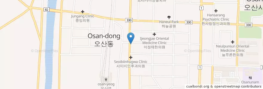 Mapa de ubicacion de 문소아과의원 en کره جنوبی, گیونگی-دو, 오산시.