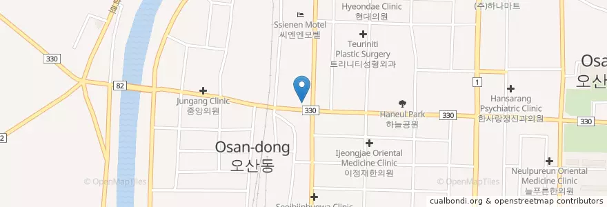Mapa de ubicacion de 녹십자외과의원 en 대한민국, 경기도, 오산시.