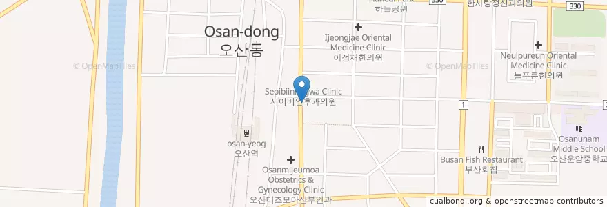 Mapa de ubicacion de 강남성형외과 en Corée Du Sud, Gyeonggi, 오산시.