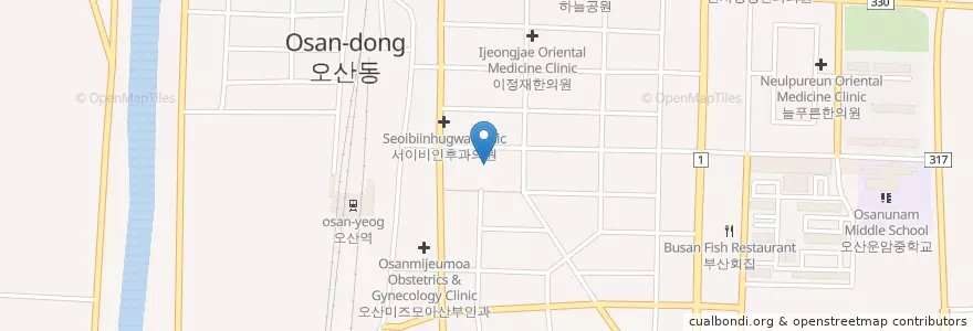 Mapa de ubicacion de 서울내과 en Güney Kore, 경기도, 오산시.