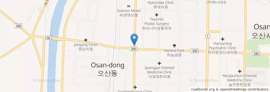 Mapa de ubicacion de 경희한의원 en Korea Selatan, Gyeonggi, 오산시.