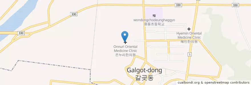 Mapa de ubicacion de 온누리한의원 en 대한민국, 경기도, 오산시.