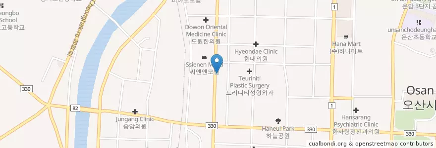 Mapa de ubicacion de 새생명한의원 en 대한민국, 경기도, 오산시.