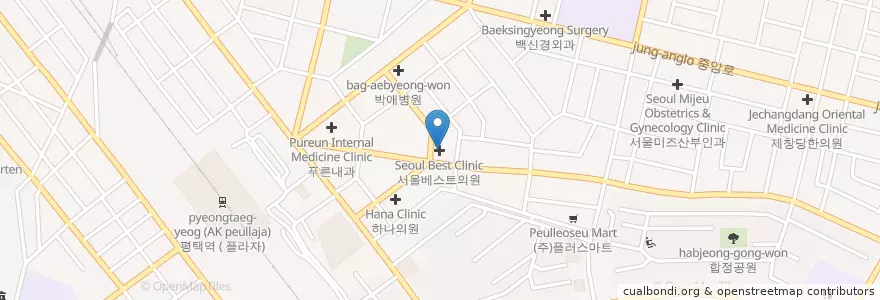 Mapa de ubicacion de 강남뷰여성의원 en Zuid-Korea, Gyeonggi-Do, 평택시.